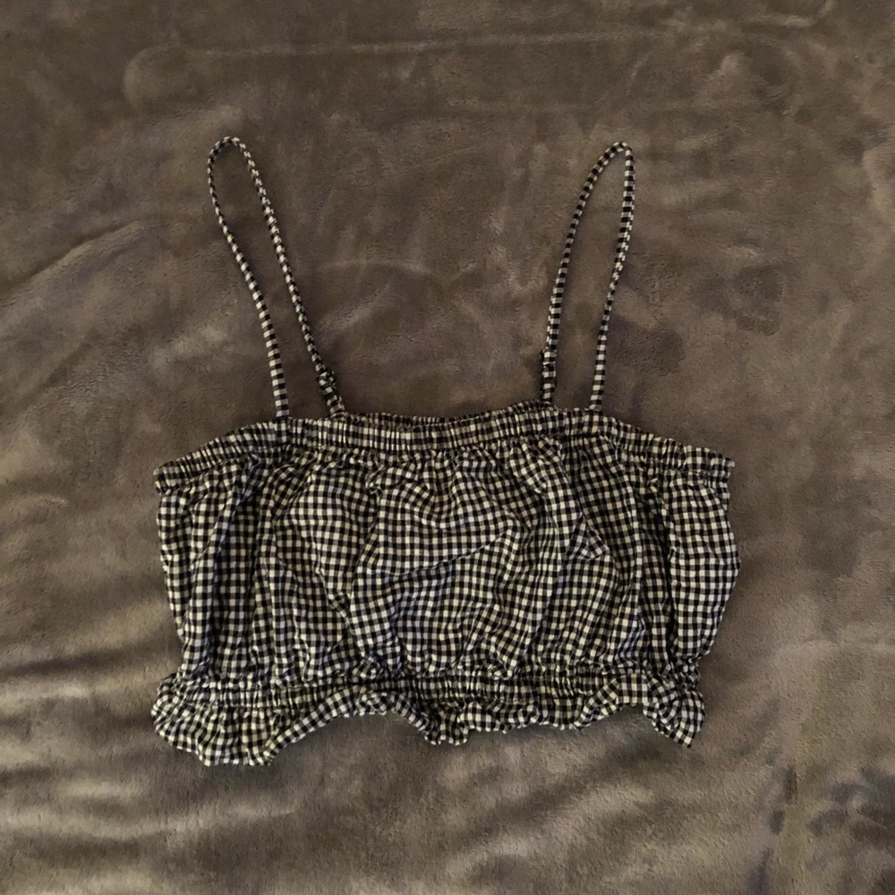 gingham cropped tank top